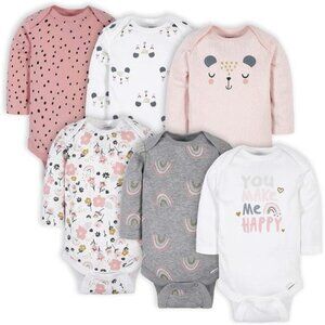 Fall Baby-Girls 6-Pack Long-Sleeve Onesies Bodysuits Jumpsuits Assorted‎ Color